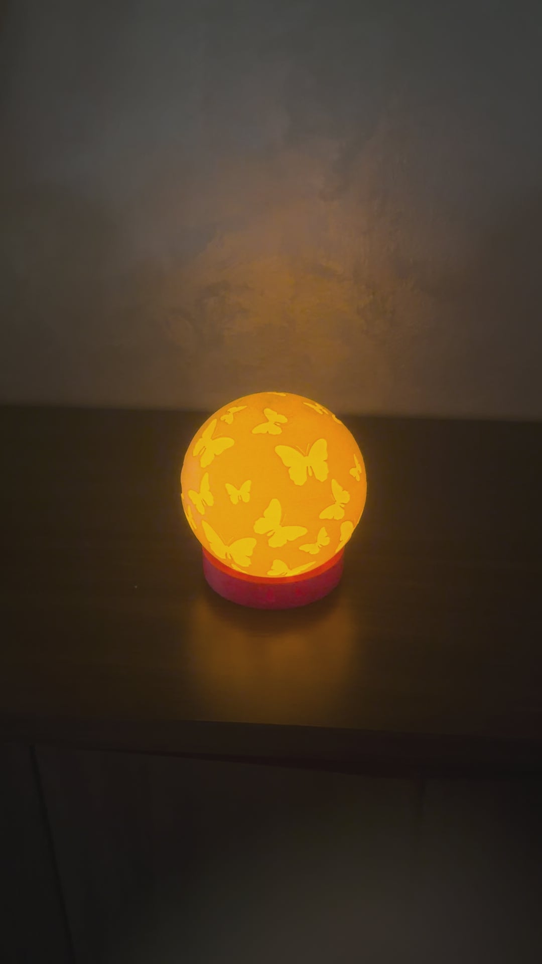 Kids Room Night Light – Butterflies, lit in a dark room